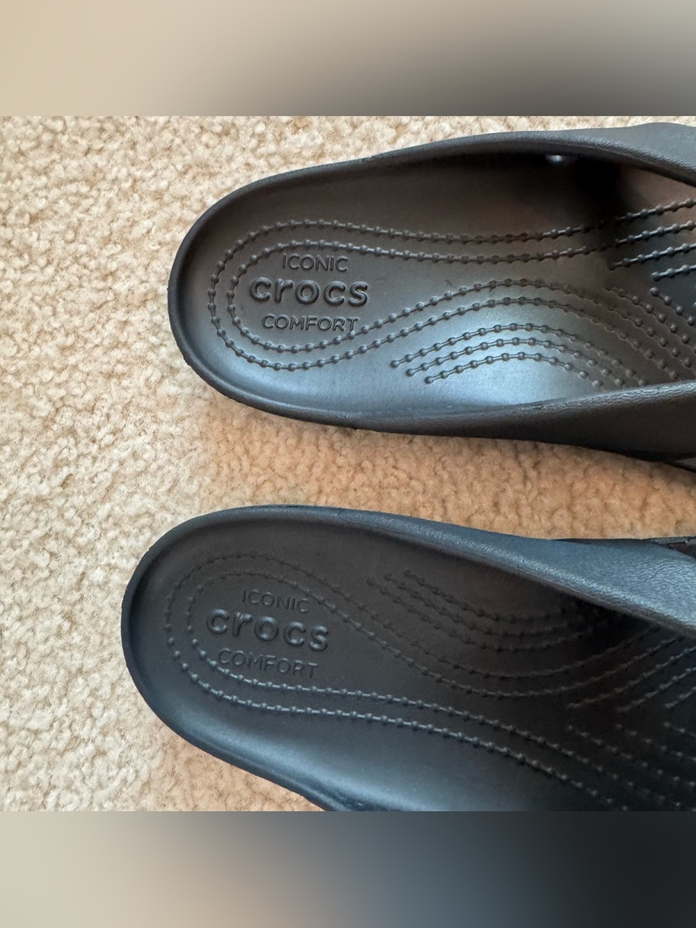 Crocs Kadee II Black Comfort Flip Flops Womens Size 8 - Picture 3 of 8